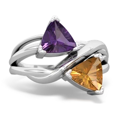 Amethyst Split Band Swirl 14K White Gold ring R2341