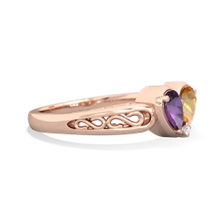 Amethyst Filligree 'One Heart' 14K Rose Gold ring R5070