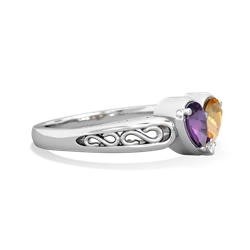 Amethyst Filligree 'One Heart' 14K White Gold ring R5070