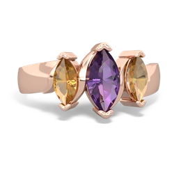 Amethyst Three Peeks 14K Rose Gold ring R2433