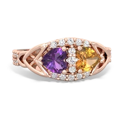 Amethyst Sparkling Celtic Knot 14K Rose Gold ring R2645