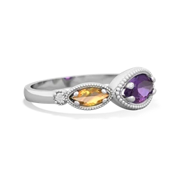 Amethyst Milgrain Marquise 14K White Gold ring R5700