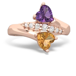 Amethyst Heart To Heart 14K Rose Gold ring R2064