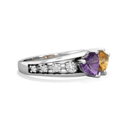 Amethyst Heart To Heart 14K White Gold ring R3342