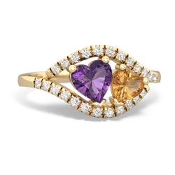 Amethyst Mother And Child 14K Yellow Gold ring R3010