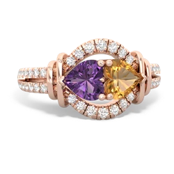 Amethyst Art-Deco Keepsake 14K Rose Gold ring R5630