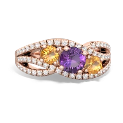 Amethyst Three Stone Aurora 14K Rose Gold ring R3080