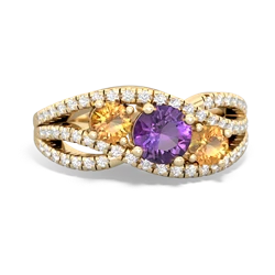 Amethyst Three Stone Aurora 14K Yellow Gold ring R3080