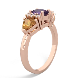 Amethyst Antique Style Three Stone 14K Rose Gold ring R2186