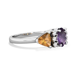 Amethyst Antique Style Three Stone 14K White Gold ring R2186