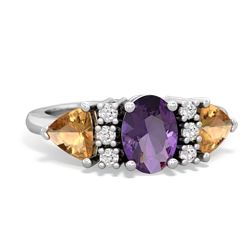 Amethyst Antique Style Three Stone 14K White Gold ring R2186