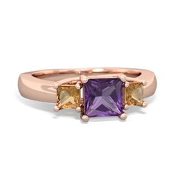 Amethyst Three Stone Trellis 14K Rose Gold ring R4015