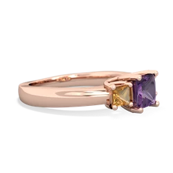 Amethyst Three Stone Trellis 14K Rose Gold ring R4015