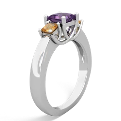 Amethyst Three Stone Trellis 14K White Gold ring R4015