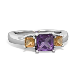 Amethyst Three Stone Trellis 14K White Gold ring R4015