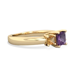 Amethyst Three Stone Trellis 14K Yellow Gold ring R4015