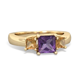 Amethyst Three Stone Trellis 14K Yellow Gold ring R4015