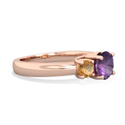 Amethyst Three Stone Round Trellis 14K Rose Gold ring R4018