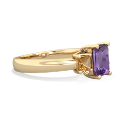 Amethyst Three Stone Emerald-Cut Trellis 14K Yellow Gold ring R4021