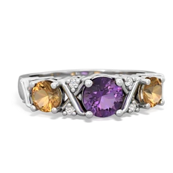 Amethyst Hugs And Kisses 14K White Gold ring R5016