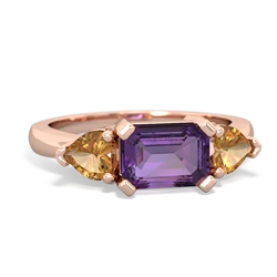 Amethyst Three Stone 14K Rose Gold ring R5235