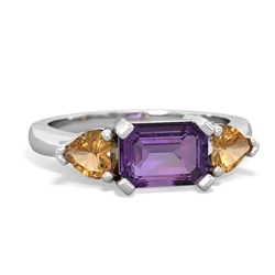 Amethyst Three Stone 14K White Gold ring R5235