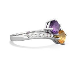 Amethyst Channel Set Two Stone 14K White Gold ring R5303