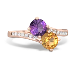 Amethyst Channel Set Two Stone 14K Rose Gold ring R5303