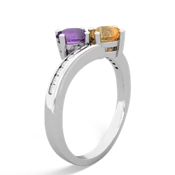 Amethyst Channel Set Two Stone 14K White Gold ring R5303