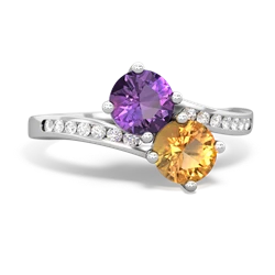 Amethyst Channel Set Two Stone 14K White Gold ring R5303