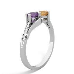 Amethyst Infinity Pave Two Stone 14K White Gold ring R5285