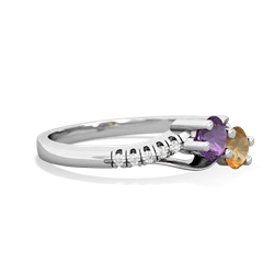 Amethyst Infinity Pave Two Stone 14K White Gold ring R5285