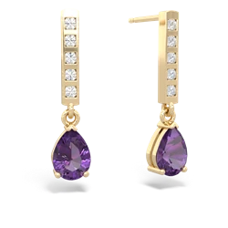 Amethyst Art Deco Diamond Drop 14K Yellow Gold earrings E5324