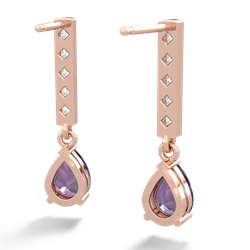 Amethyst Art Deco Diamond Drop 14K Rose Gold earrings E5324