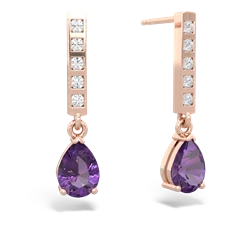 Amethyst Art Deco Diamond Drop 14K Rose Gold earrings E5324