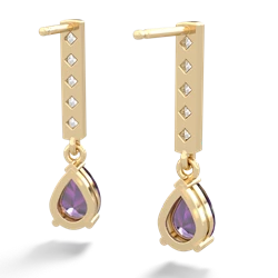 Amethyst Art Deco Diamond Drop 14K Yellow Gold earrings E5324