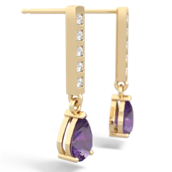 Amethyst Art Deco Diamond Drop 14K Yellow Gold earrings E5324