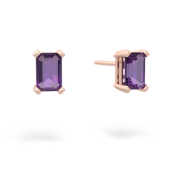 Amethyst 6X4mm Emerald-Cut Stud 14K Rose Gold earrings E1855