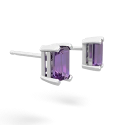 Amethyst 6X4mm Emerald-Cut Stud 14K White Gold earrings E1855