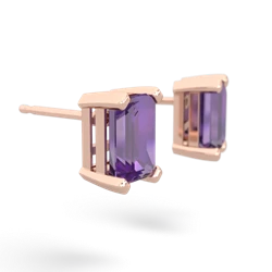 Amethyst 7X5mm Emerald-Cut Stud 14K Rose Gold earrings E1856