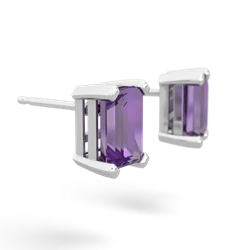 Amethyst 7X5mm Emerald-Cut Stud 14K White Gold earrings E1856