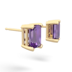 Amethyst 7X5mm Emerald-Cut Stud 14K Yellow Gold earrings E1856