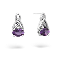 Amethyst Celtic Trinity Knot 14K White Gold earrings E2389