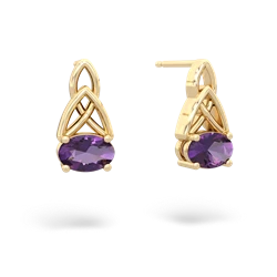 Amethyst Celtic Trinity Knot 14K Yellow Gold earrings E2389