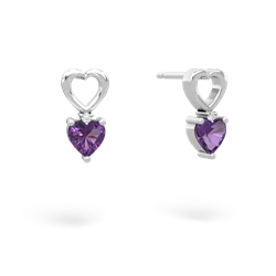 Amethyst Four Hearts 14K White Gold earrings E2558