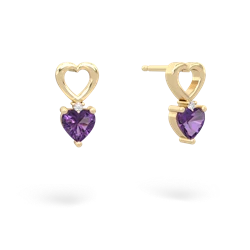 Amethyst Four Hearts 14K Yellow Gold earrings E2558