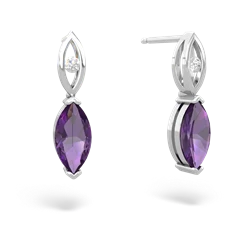 Amethyst Marquise Drop 14K White Gold earrings E5333