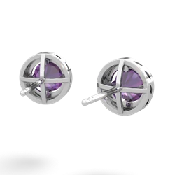 Amethyst Halo 14K White Gold earrings E5320