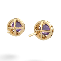 Amethyst Halo 14K Yellow Gold earrings E5320