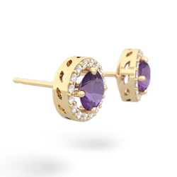 Amethyst Halo 14K Yellow Gold earrings E5320